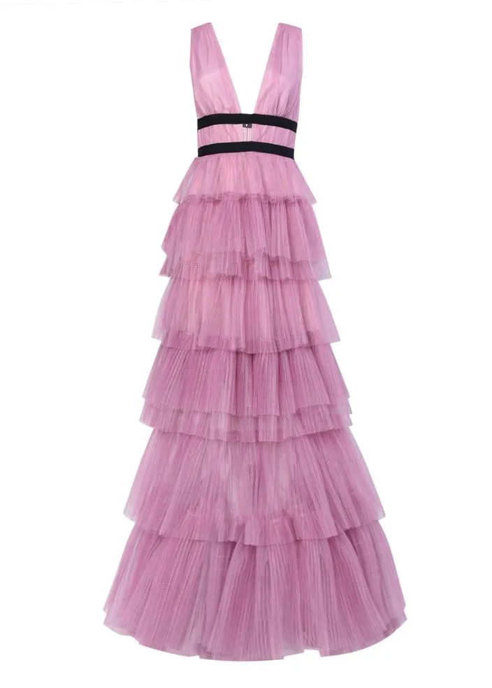 Lilac Ruffle Cocktail Dress