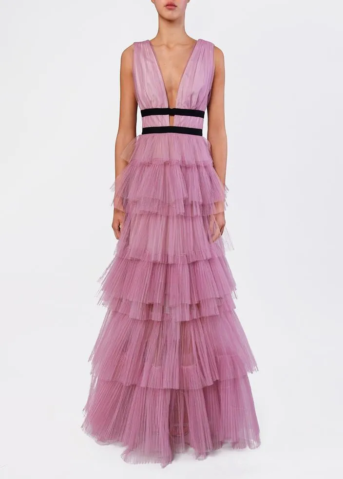 Lilac Ruffle Cocktail Dress