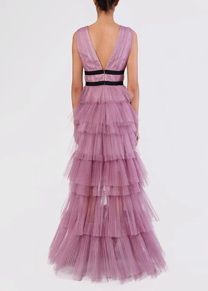 Lilac Ruffle Cocktail Dress