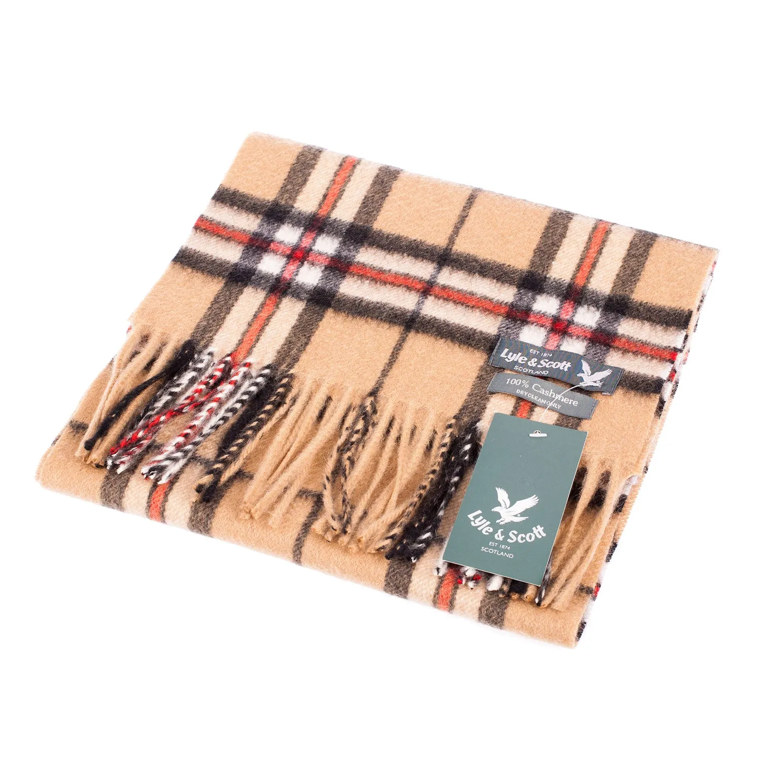 Lyle & Scott 100% Cashmere Scarf  Thomson Camel