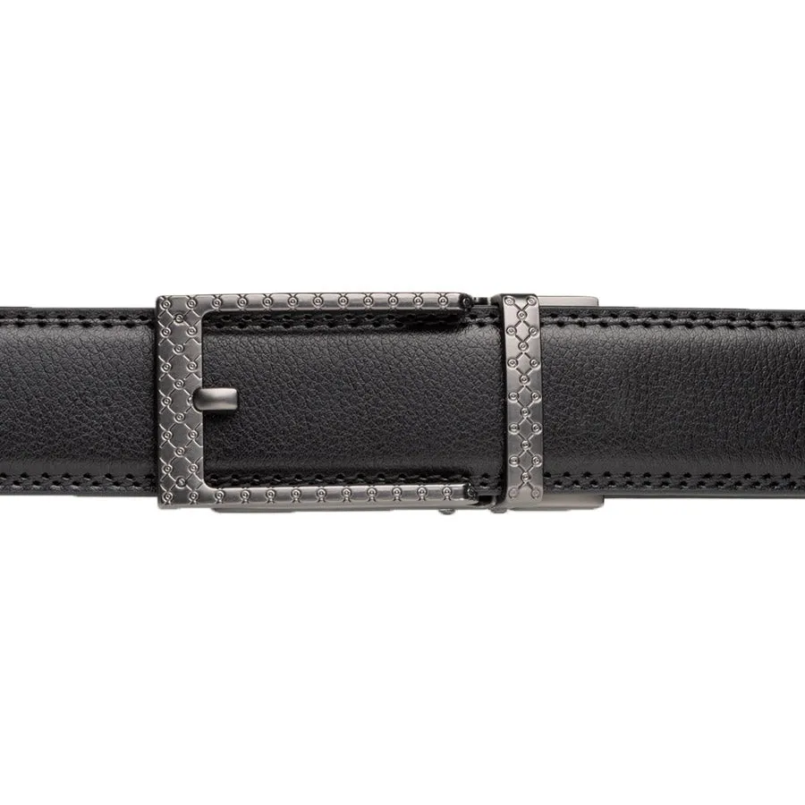 Mens Lucci 62" Black Leather Track Belt #27