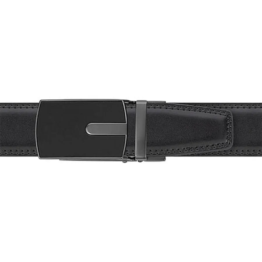 Mens Lucci 62" Black Leather Track Belt #51