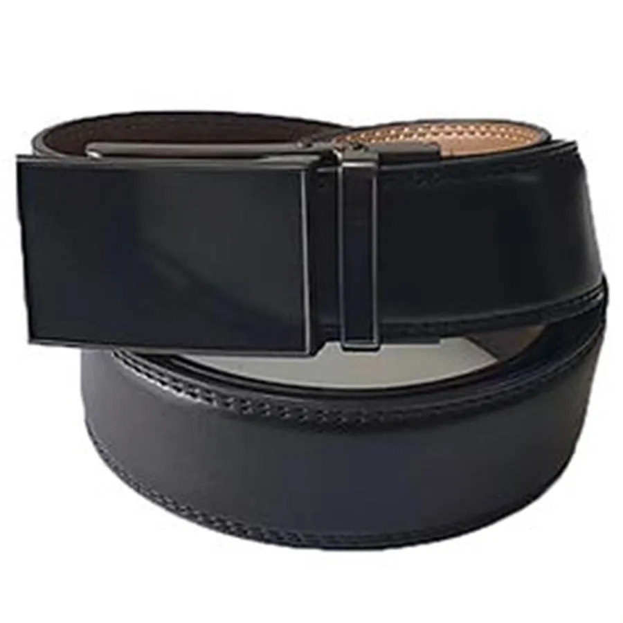 Mens Lucci 62" Black Leather Track Belt #55