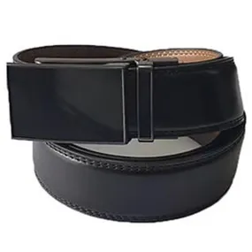 Mens Lucci 62" Black Leather Track Belt #55