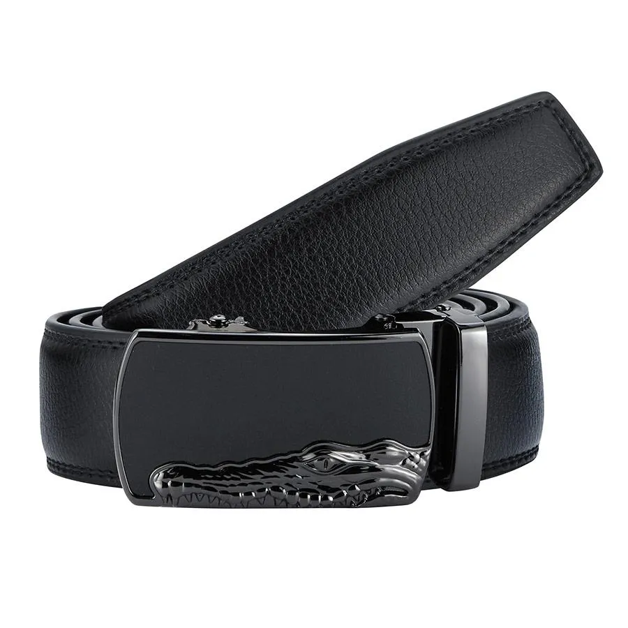 Mens Revonah 44" Black Leather Track Belt #RT23