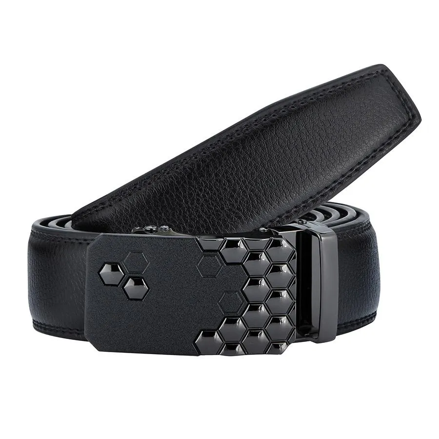 Mens Revonah 56" Black Leather Track Belt #RT4