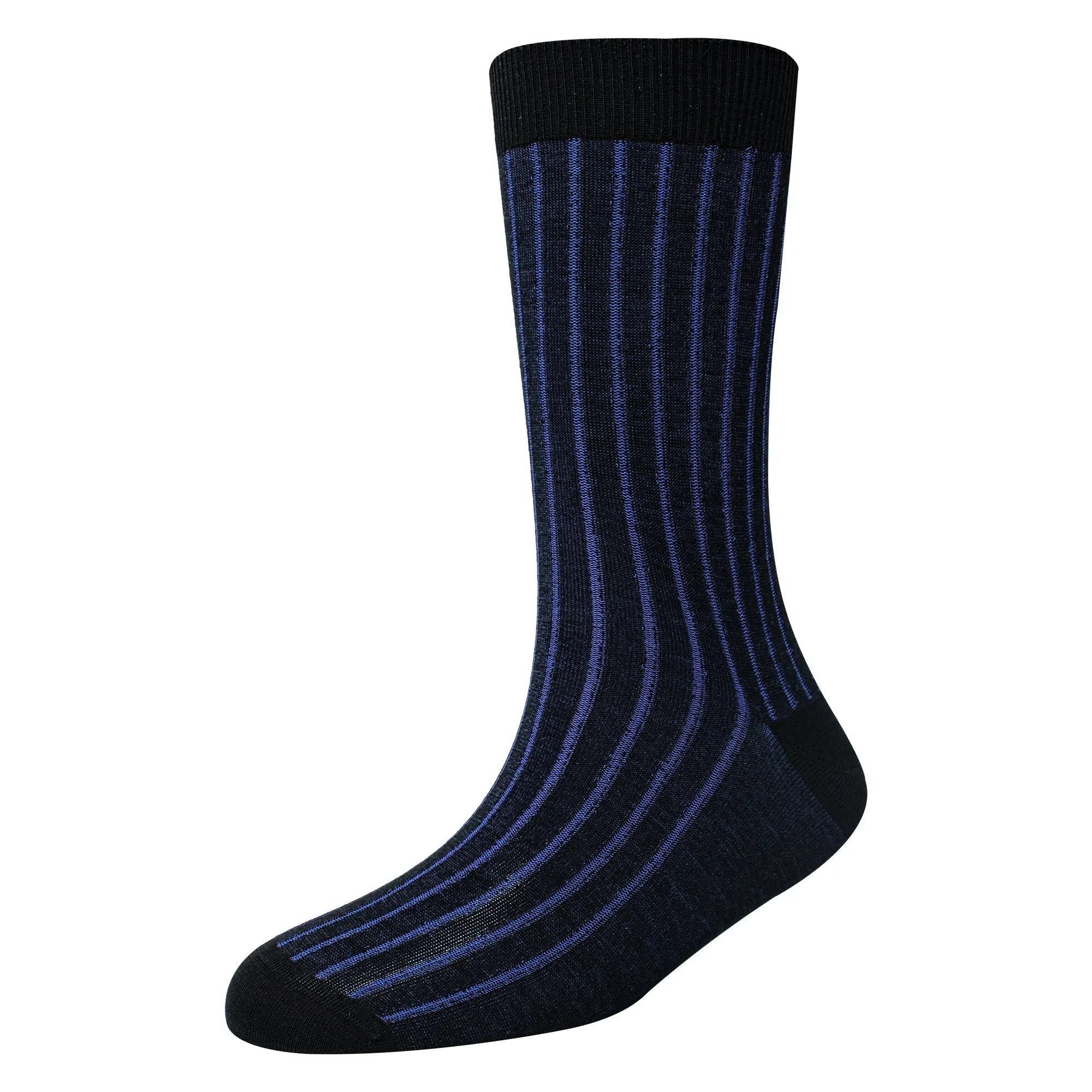 Men's Super Fine 8x1 Shadow Rib Standard Length socks