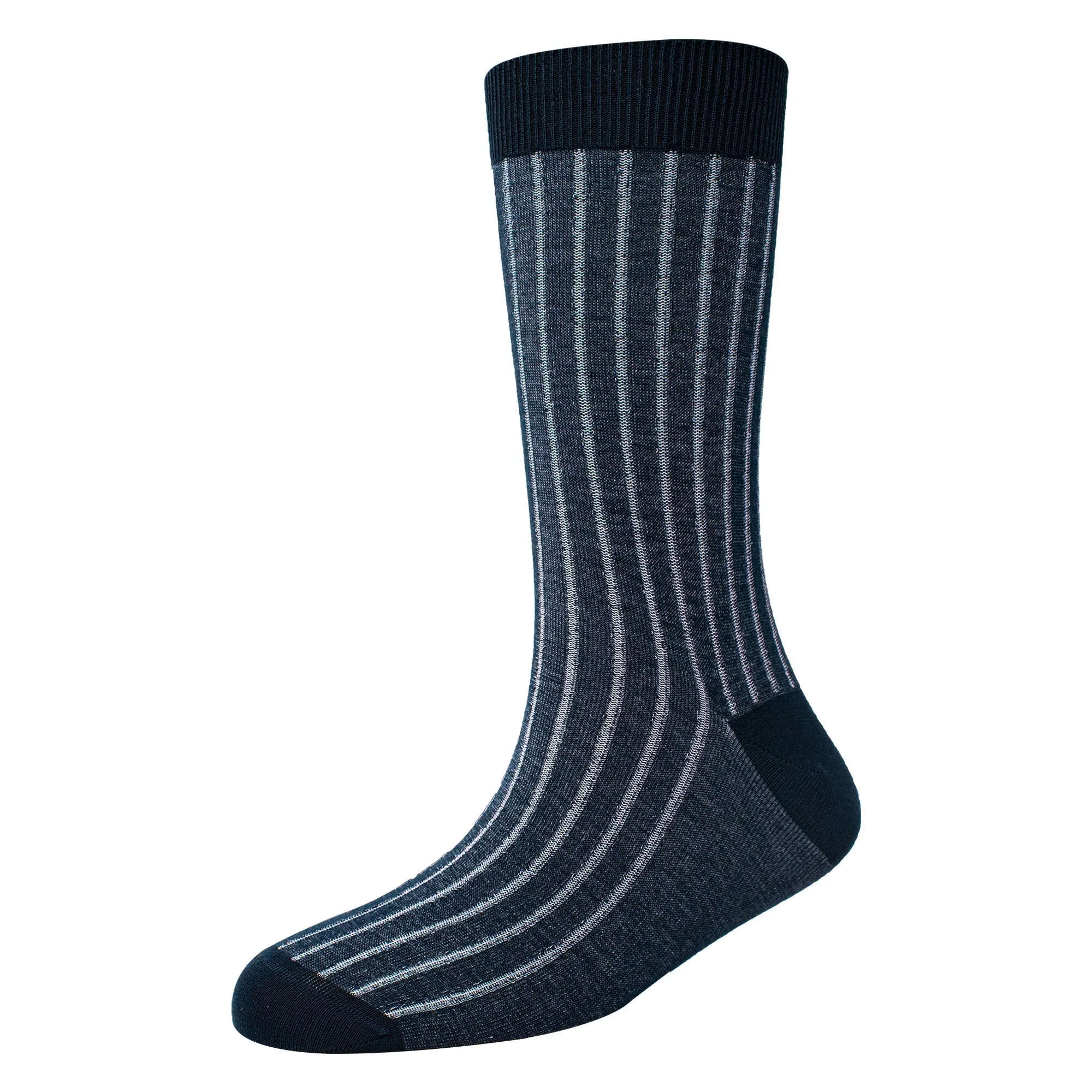 Men's Super Fine 8x1 Shadow Rib Standard Length socks