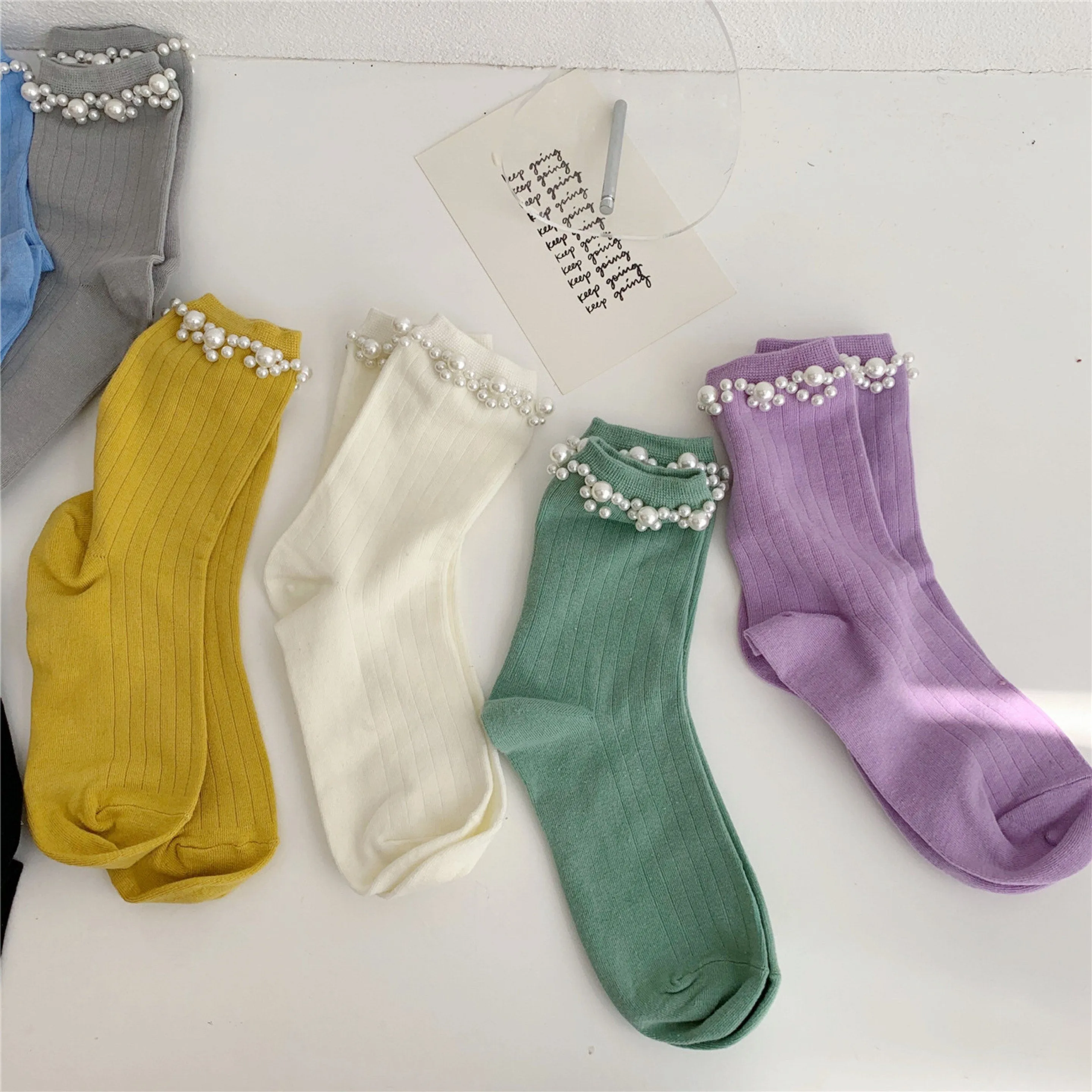 Miss June’s | Women’s | 1 pair cotton Beading socks｜Creative | Colorful |Craft| Cotton | Designed | Art | Gift Idea | Cute | Comfortable