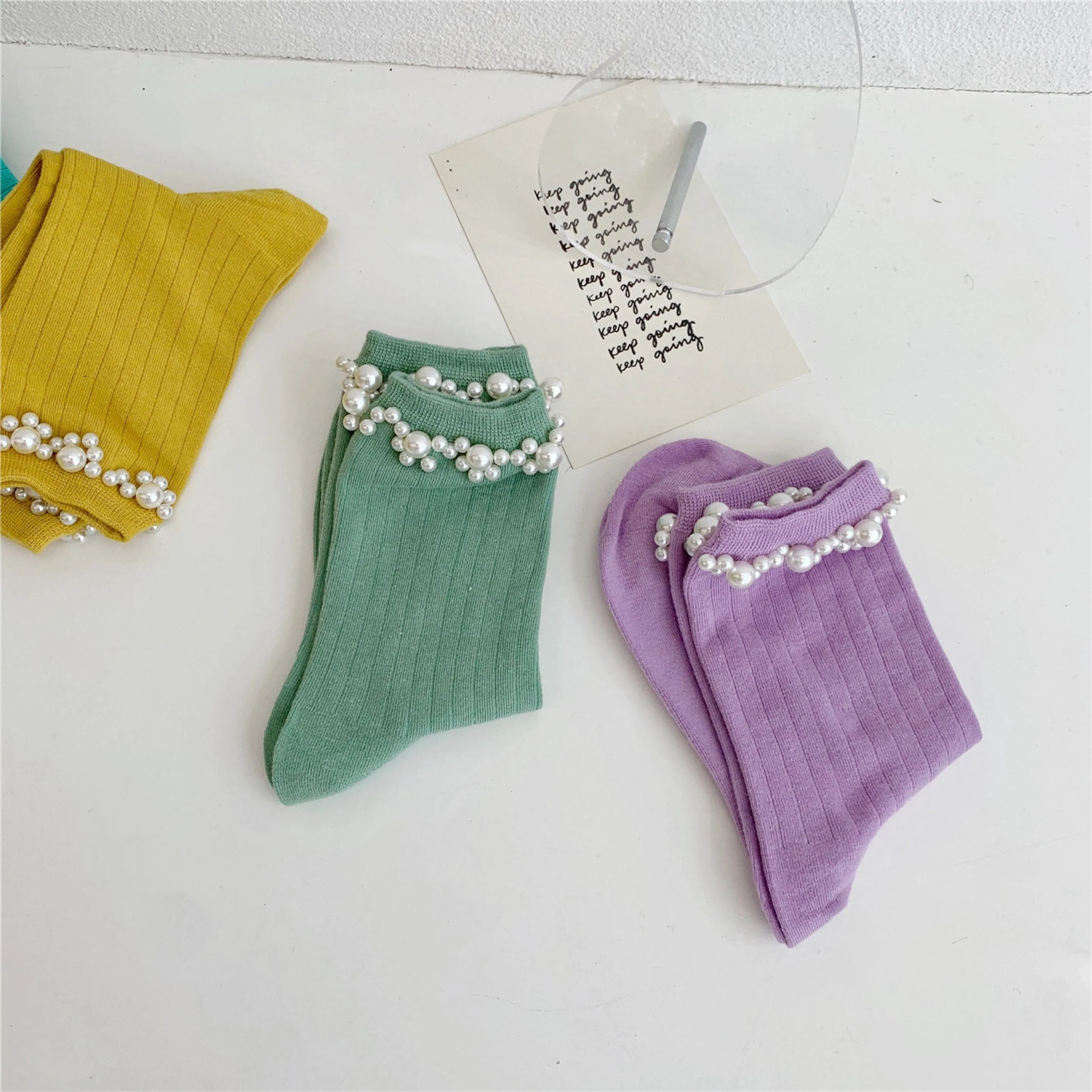 Miss June’s | Women’s | 1 pair cotton Beading socks｜Creative | Colorful |Craft| Cotton | Designed | Art | Gift Idea | Cute | Comfortable