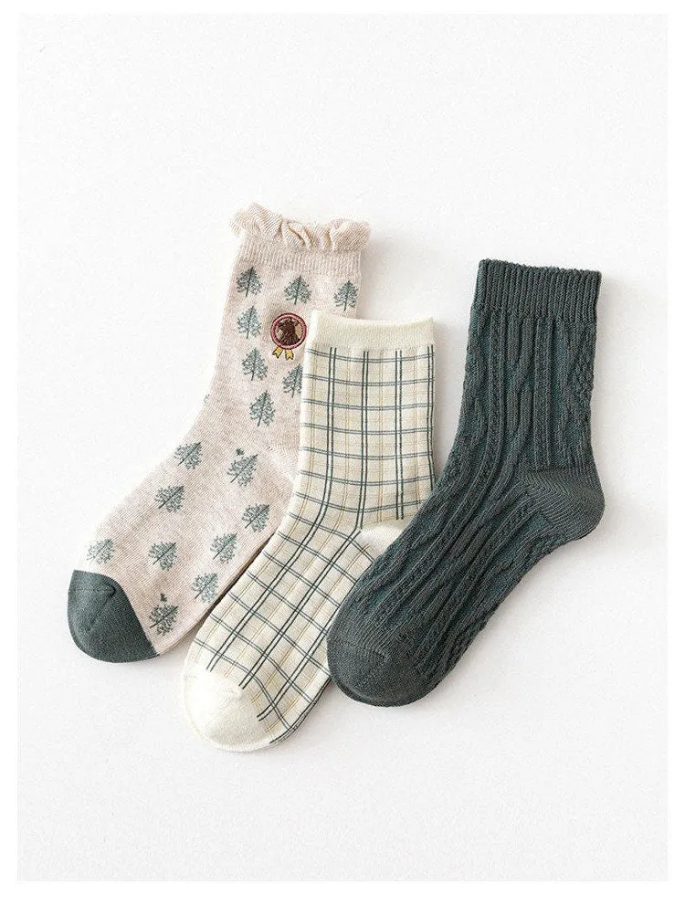 Miss June’s | Women’s | Set 3 pair cotton socks| Cute | Colorful | Cool | Patterned | Designed | Gift Idea | Casual | Stylish | Comfortable