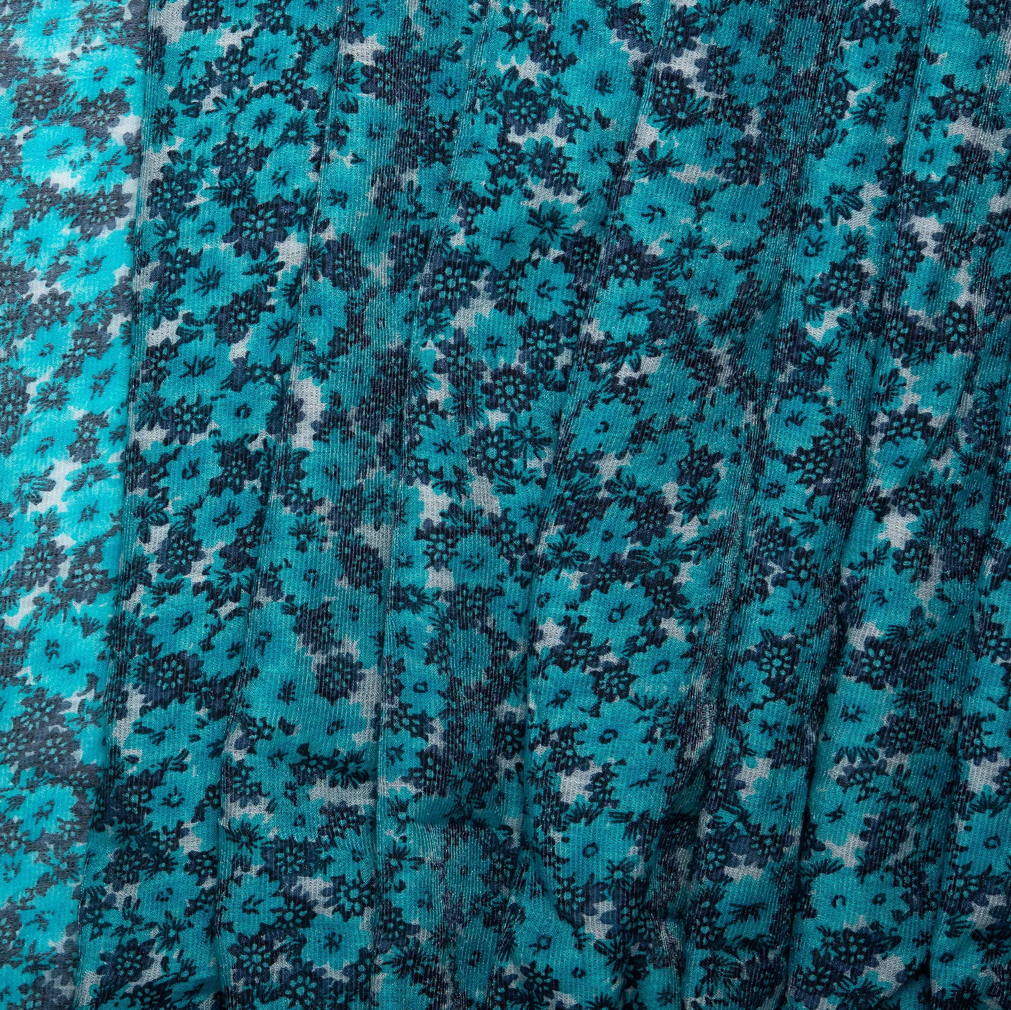 Novelty  Polyester Print - Daisy - Turquoise