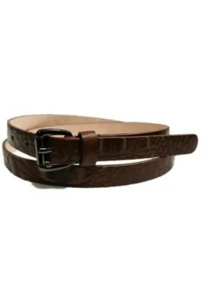 Petite Crocodile Skin Leather Belt (Taupe)