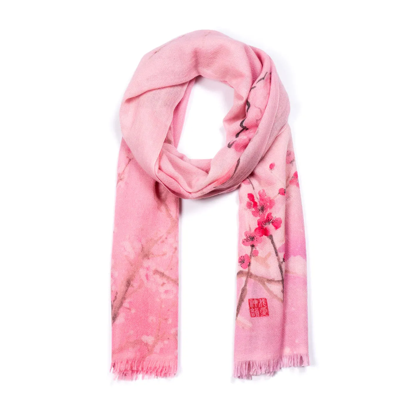 Plum Blossom 100% Cashmere Scarf - Pink