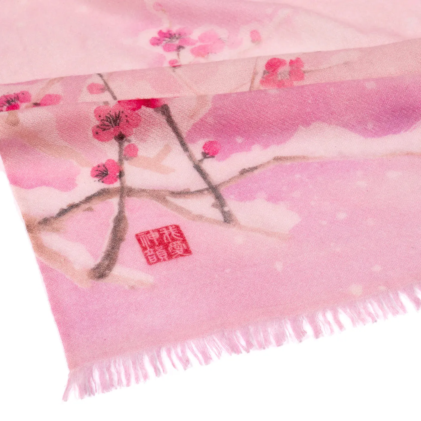 Plum Blossom 100% Cashmere Scarf - Pink