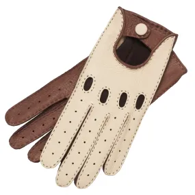 Rome Creme and Taupe Deerskin Driving Gloves