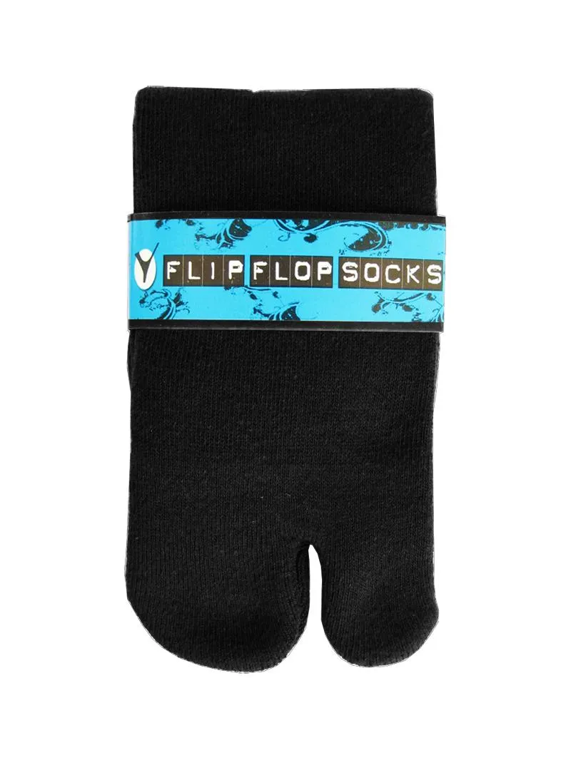 Thicker V-Toe Athletic or Casual Black Flip-Flop Tabi Socks Cotton Blend Comfortable Stylish - Ankle Socks