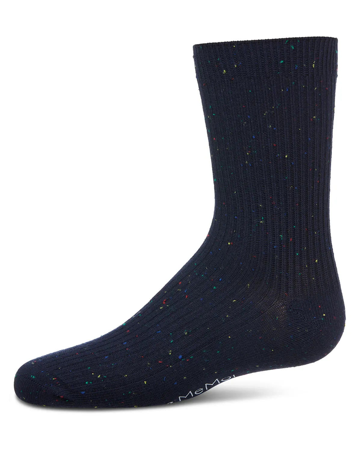 Thin Ribbed Cotton Blend Speckled Crew Sock