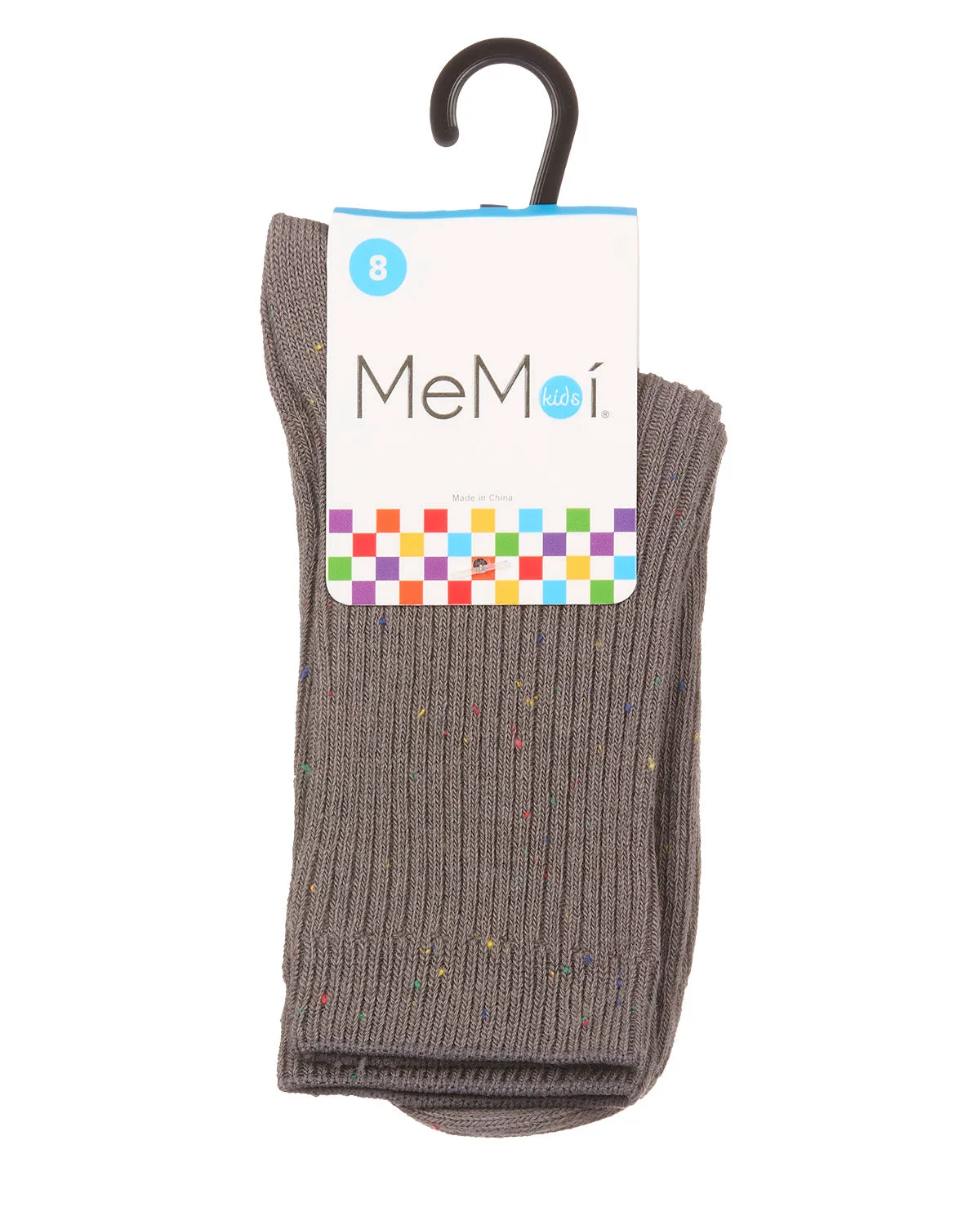 Thin Ribbed Cotton Blend Speckled Crew Sock