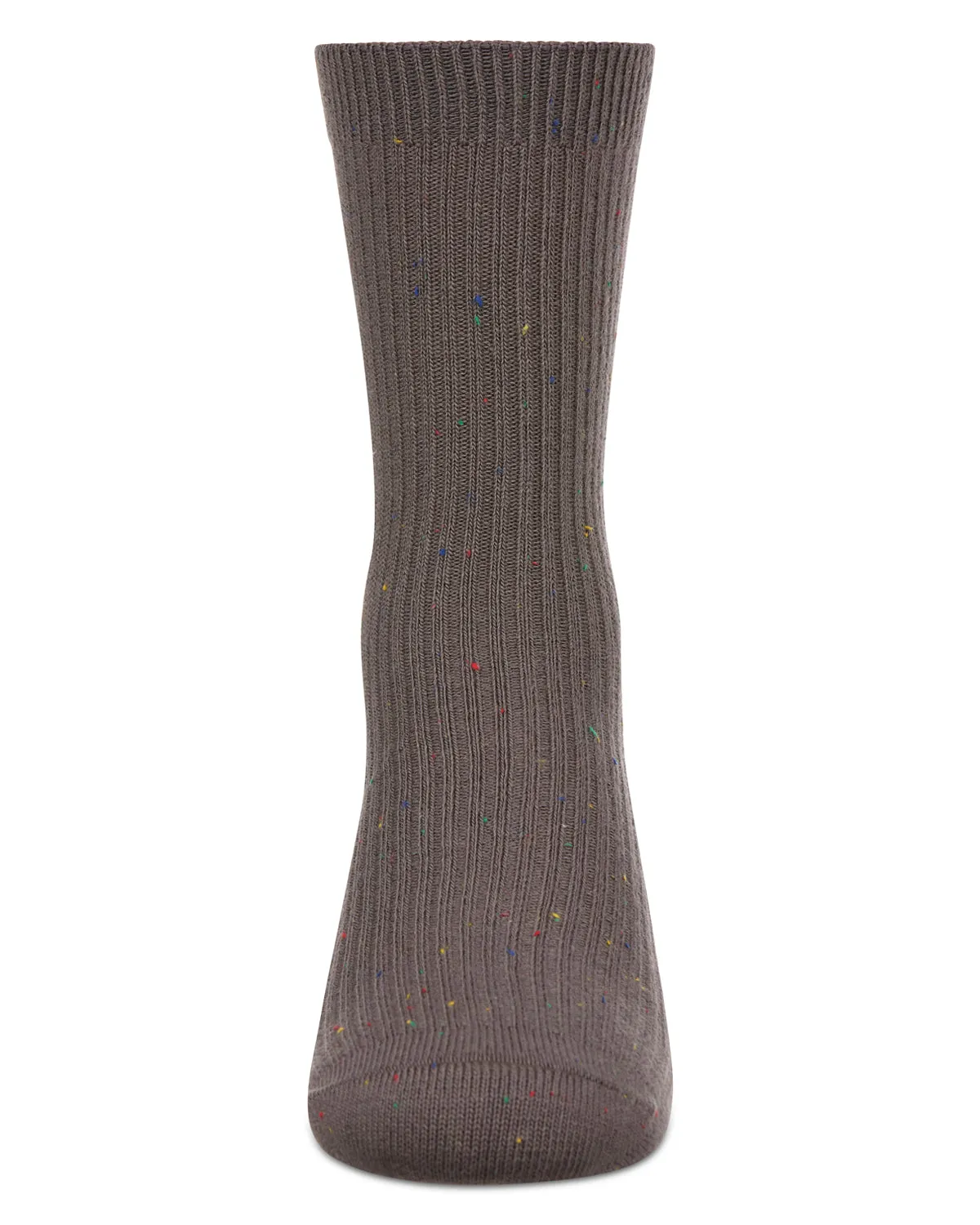 Thin Ribbed Cotton Blend Speckled Crew Sock