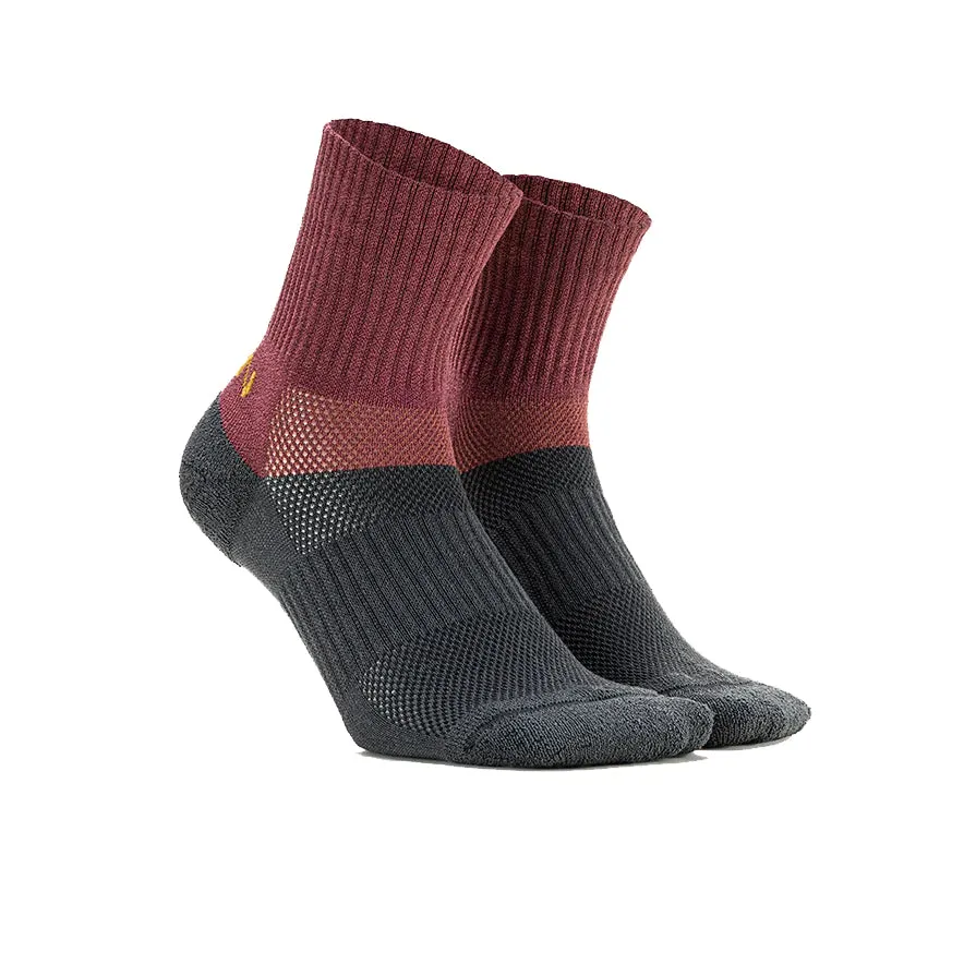 WA-SHI Socks Quarter - Burgandy/Grey