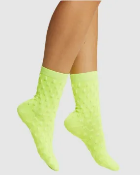 Waffle Combed Cotton Socks - Lime