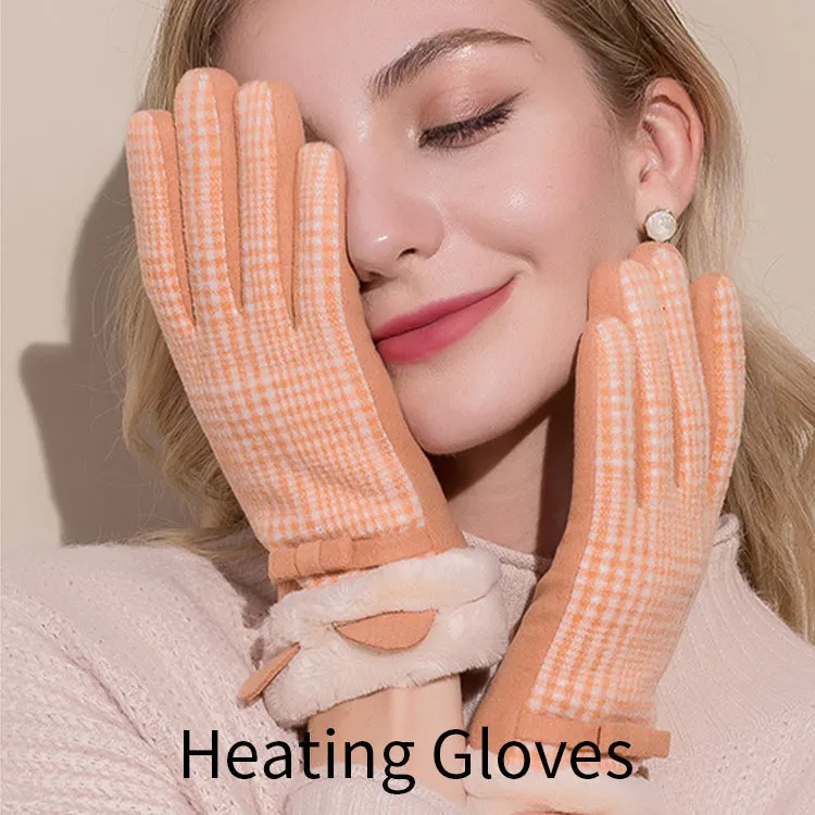 Warm Plush Winter Protection Touch Screen Skin Friendly Thermal Plaid Gloves