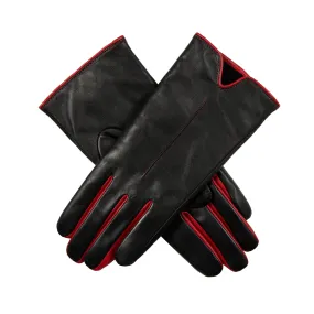 Women’s Single-Point Lined Leather Gloves with Colour Contrast Details