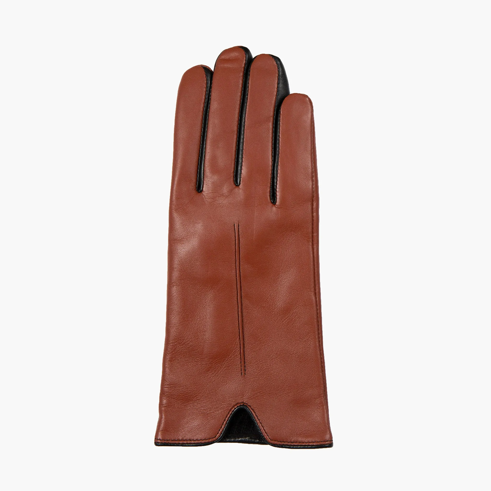 Women’s Single-Point Lined Leather Gloves with Colour Contrast Details