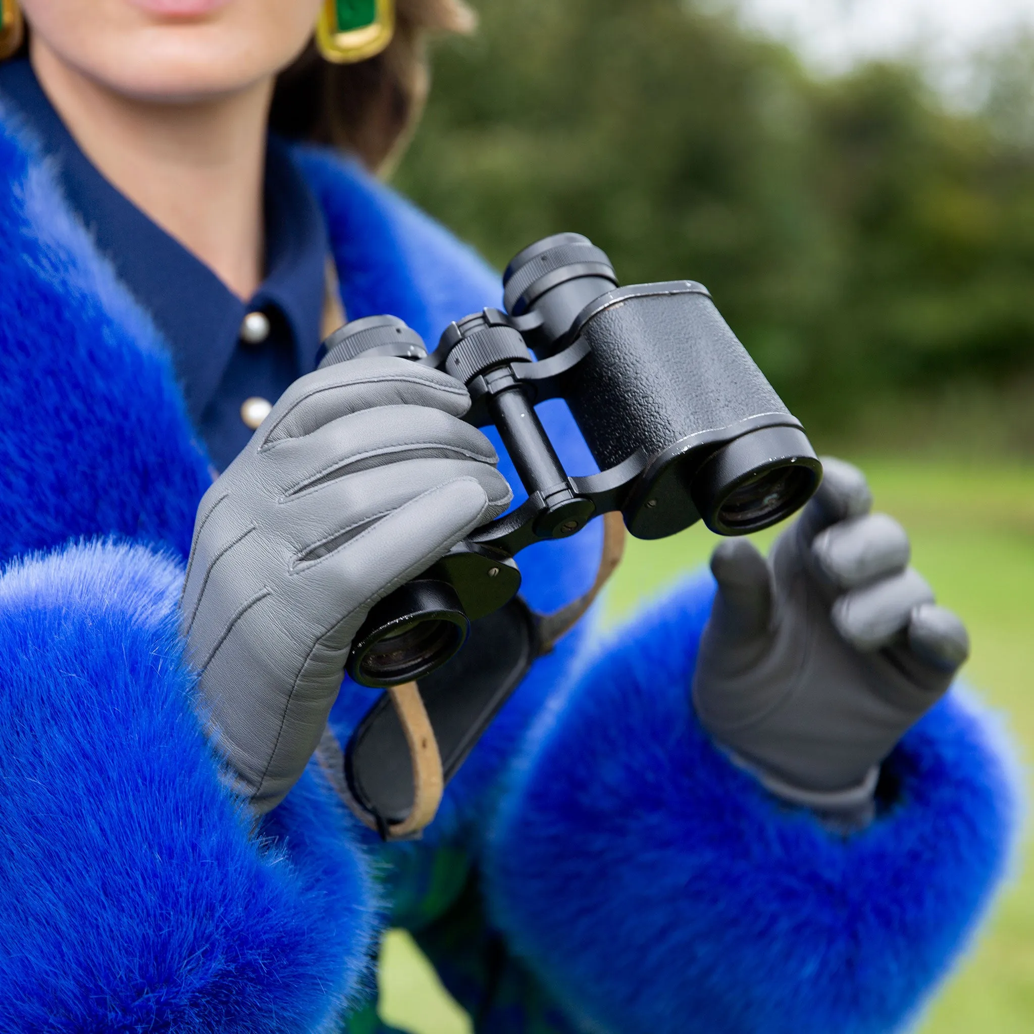 Women's Three-Point Lined Leather Gloves