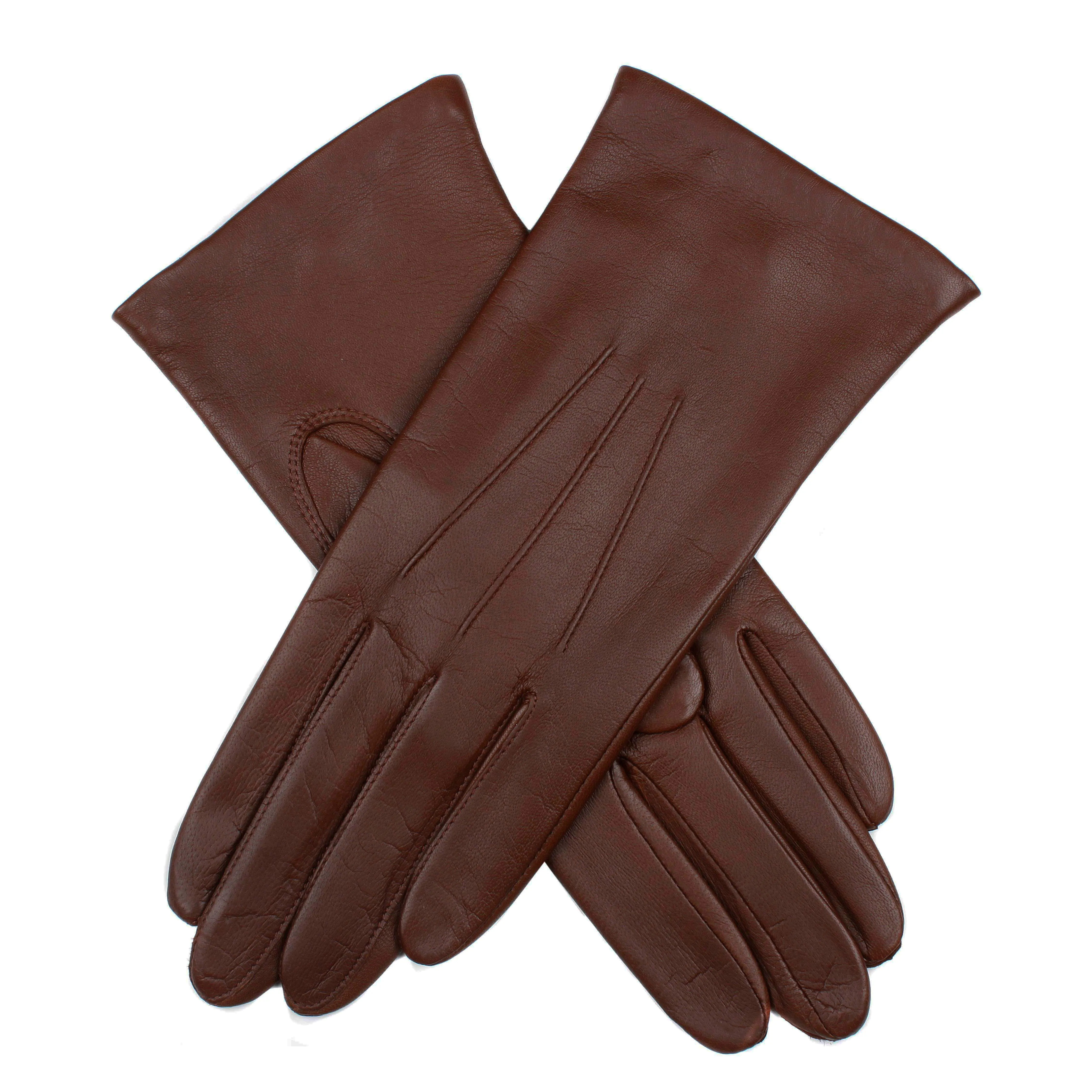 Women's Three-Point Lined Leather Gloves