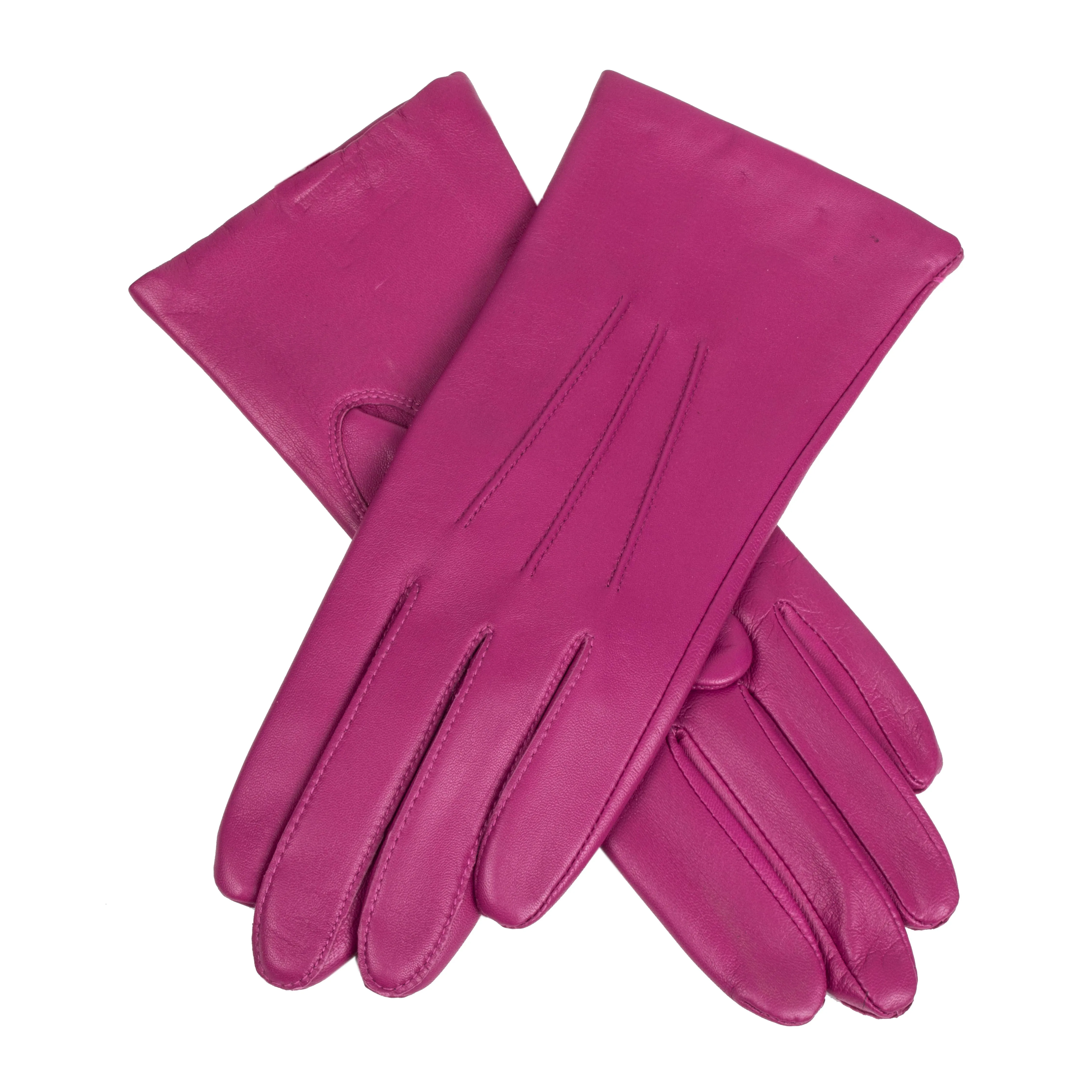 Women's Three-Point Lined Leather Gloves