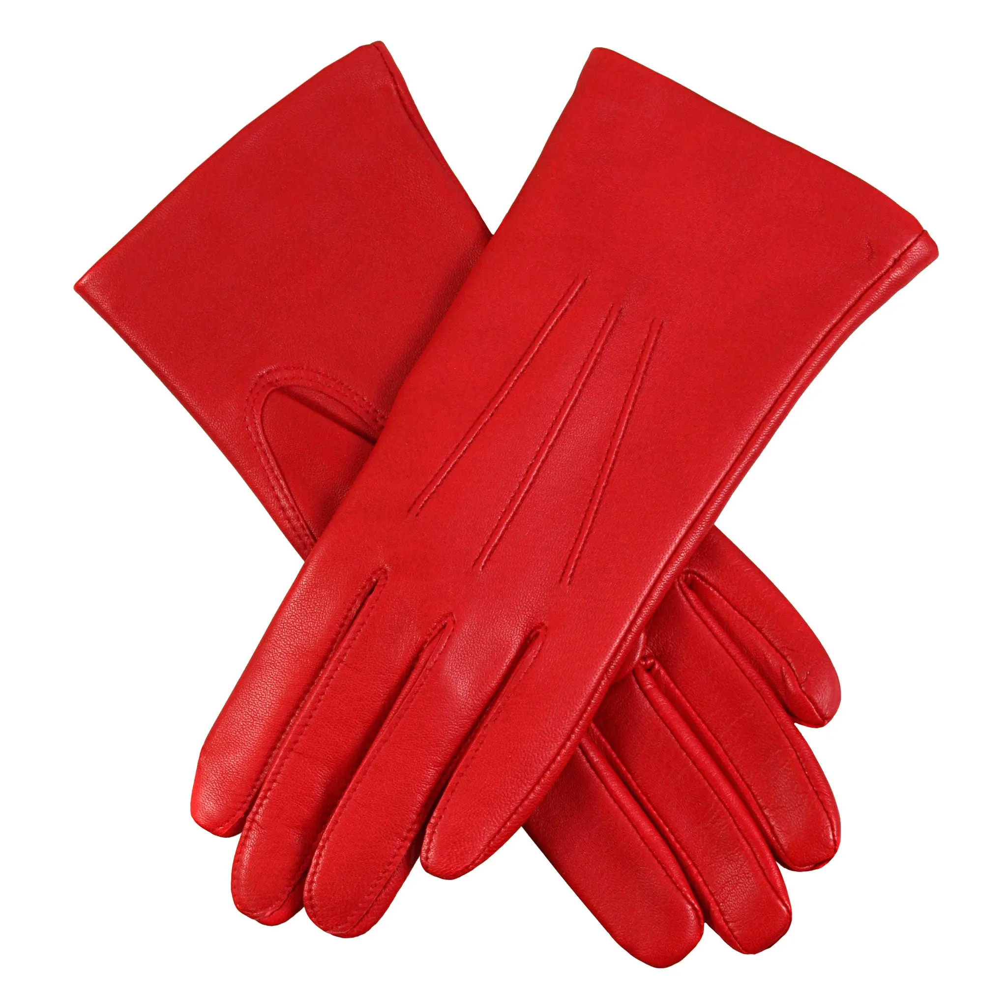 Women's Three-Point Lined Leather Gloves