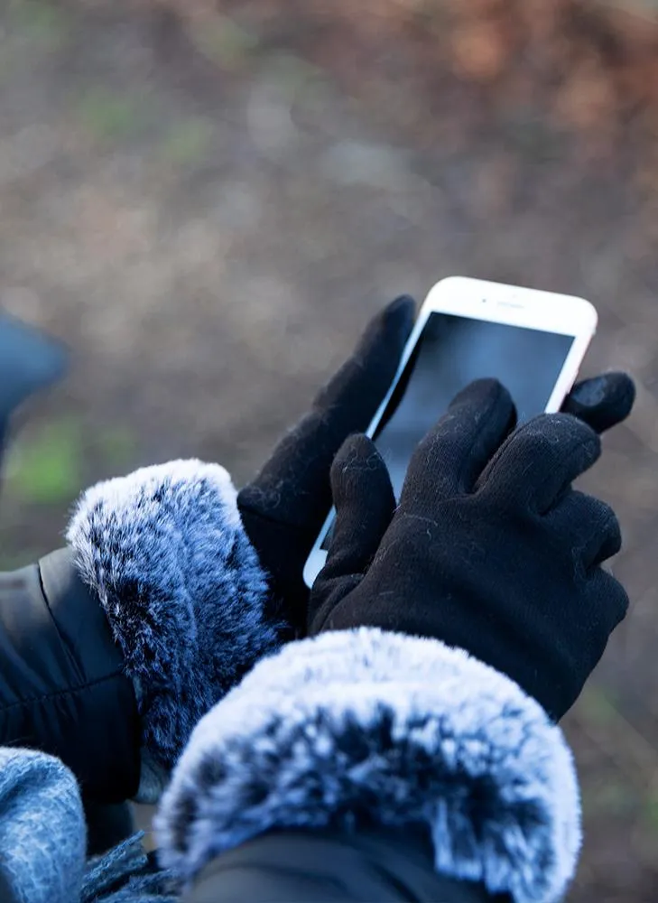 Women's Touchscreen Thermal Gloves with Faux Fur Cuffs